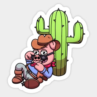 Wild West Pig With Cactus Sticker